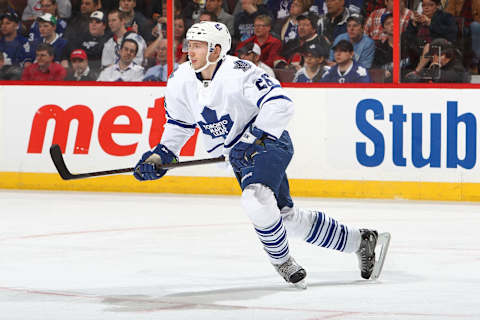 OTTAWA, CANADA – APRIL 12: Petter Granberg #26 of the Toronto Maple Leafs skates against the Ottawa Senators on April 12, 2014 at Canadian Tire Centre in Ottawa, Ontario, Canada. (Photo by Francois Laplante/FreestylePhoto/Getty Images)