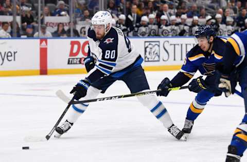 Winnipeg Jets, Pierre-Luc Dubois,#80,(Mandatory Credit: Jeff Le-USA TODAY Sports)