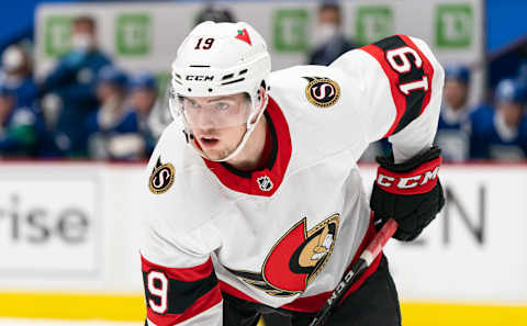 Drake Batherson #19 of the Ottawa Senators (Photo by Rich Lam/Getty Images)