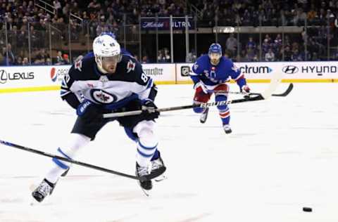 NEW YORK, NEW YORK – FEBRUARY 20: Pierre-Luc Dubois #80 of the Winnipeg Jets skates against the New York Rangers at Madison Square Garden on February 20, 2023, in New York City. (Photo by Bruce Bennett/Getty Images)