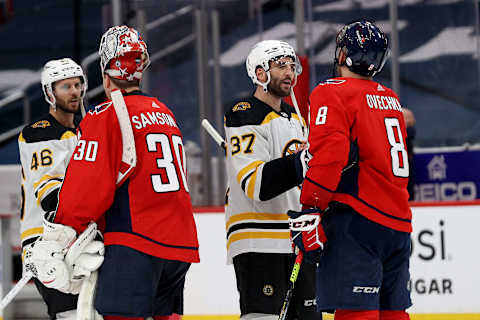 Ilya Samsonov, Alex Ovechkin, Washington Capitals (Photo by Rob Carr/Getty Images)