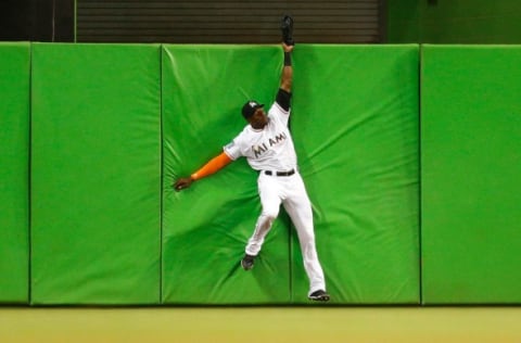 Marlins’ brass expect Lewis Brinson to lead the Marlins into the future and he should have more help soon. (Photo by Michael Reaves/Getty Images)