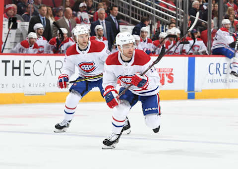 GLENDALE, AZ – DECEMBER 20: Max Domi #13 and Jonathan Drouin #92  (Photo by Norm Hall/NHLI via Getty Images)