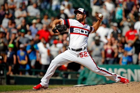 CHICAGO, IL – JUNE 24: Xavier Cedeno #52 of the Chicago White Sox pitches against the Oakland Athletics during the ninth inning at Guaranteed Rate Field on June 24, 2018 in Chicago, Illinois. The Chicago White Sox won 10-3. (Photo by Jon Durr/Getty Images)