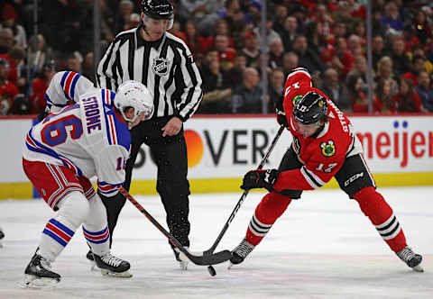 Dylan Strome #17, Chicago Blackhawks, New York Rangers (Photo by Jonathan Daniel/Getty Images)