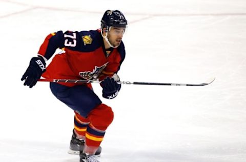 Dec 29, 2015; Sunrise, FL, USA; Florida Panthers center Brandon Pirri (73) skates in the third period of a game against the Montreal Canadiens at BB&T Center. The Panthers won 3-1. Mandatory Credit: Robert Mayer-USA TODAY Sports