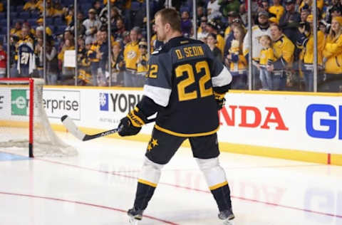 Jan 31, 2016; Nashville, TN, USA; Pacific Division forward Daniel Sedin (22) of the Vancouver Canucks during the 2016 NHL All Star Game at Bridgestone Arena. Mandatory Credit: Aaron Doster-USA TODAY Sports