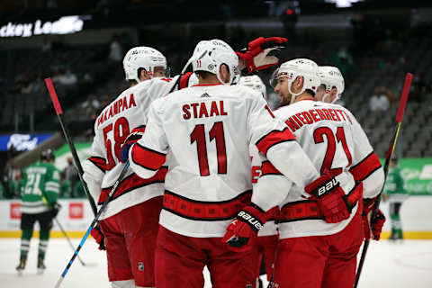 Nino Niederreiter #21 of the Carolina Hurricanes. (Photo by Ronald Martinez/Getty Images)