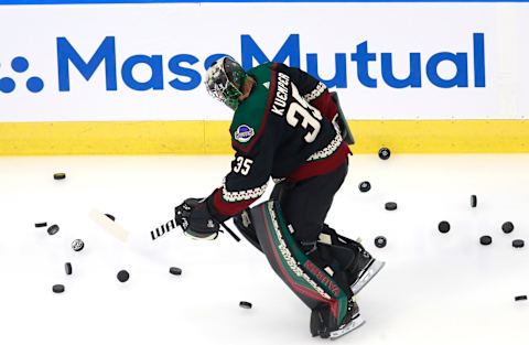 Darcy Kuemper #35 of the Arizona Coyotes. (Photo by Jeff Vinnick/Getty Images)