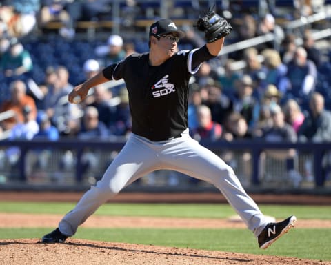 PEORIA, ARIZONA – FEBRUARY 24: Dane Dunning #84 of the Chicago White Sox pitches during the game against the Seattle Mariners on February 24, 2018 at the Peoria Sports Complex in Peoria Arizona. (Photo by Ron Vesely/MLB Photos via Getty Images)