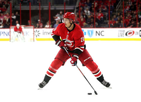 RALEIGH, NC – MARCH 24: Sebastian Aho Montreal Canadiens (Photo by Gregg Forwerck/NHLI via Getty Images)