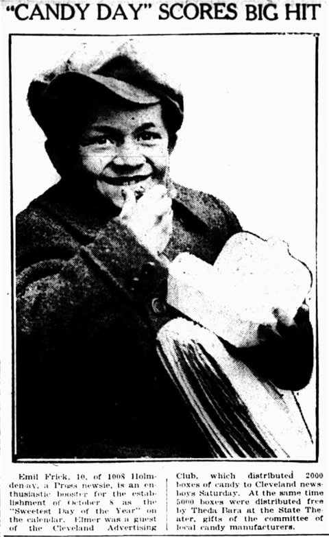 This image of newsboy Emil Frick was first published in The Cleveland Press on October 8, 1921.