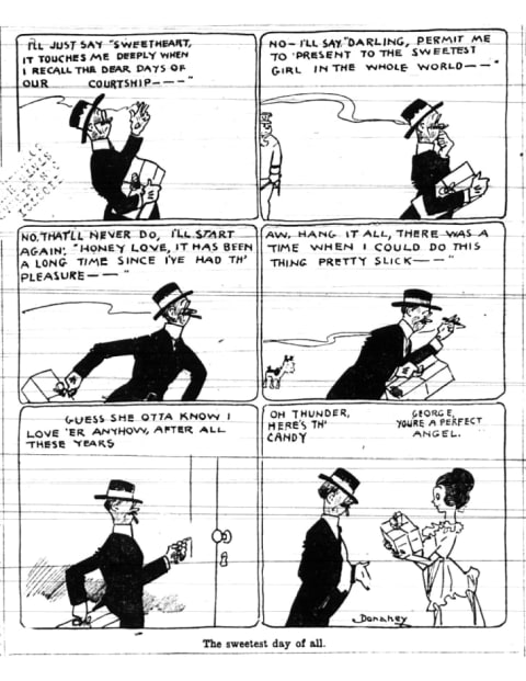 This front-page Sweetest Day cartoon was published in The Cleveland Plain Dealer on October 8, 1921.