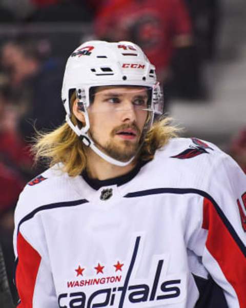 Axel Jonsson-Fjallby #45 of the Washington Capitals  (Photo by Derek Leung/Getty Images)