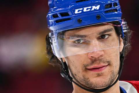 MONTREAL, CANADA – FEBRUARY 25: Johnathan Kovacevic #26 of the Montreal Canadiens skates during warm-ups prior to the game against the Ottawa Senators at Centre Bell on February 25, 2023 in Montreal, Quebec, Canada. The Ottawa Senators defeated the Montreal Canadiens 5-2. (Photo by Minas Panagiotakis/Getty Images)