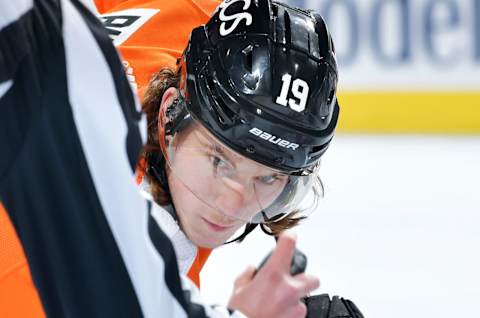 Nolan Patrick #19 of the Philadelphia Flyers. (Photo by Drew Hallowell/Getty Images)