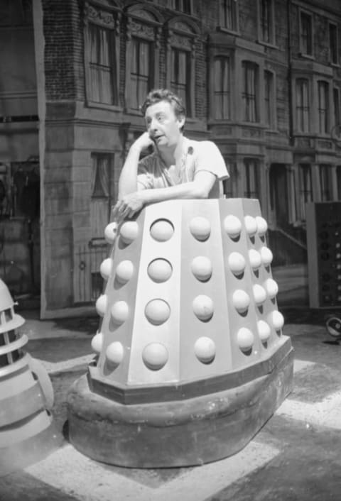 An actor inside his Dalek costume on the set of 'Doctor Who' in 1964.