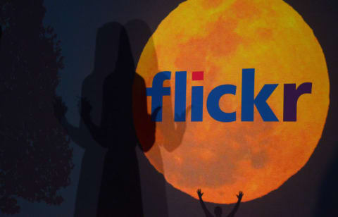 A logo for the Flickr website displayed during an announcement in 2013