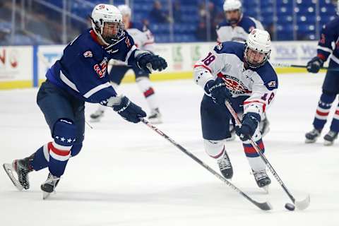 2022 NHL draft prospect, Logan Cooley. (Photo by Mike Mulholland/Getty Images)