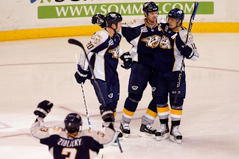 NASHVILLE, TN – APRIL 14: David Legwand #11 of the Nashville Predators. (Photo by Chris Graythen/Getty Images)