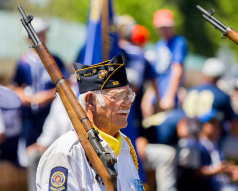 veteran marching in a military parade