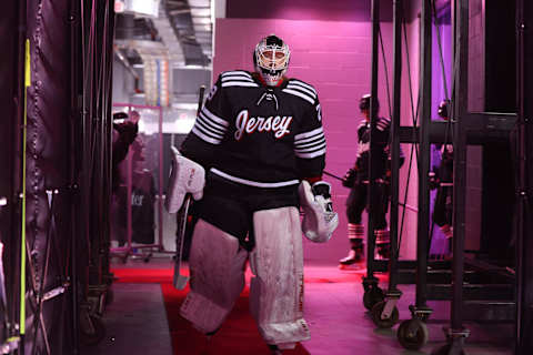 New Jersey Devils goaltender Mackenzie Blackwood (29): Ed Mulholland-USA TODAY Sports