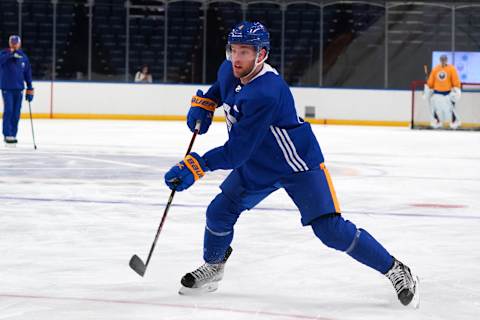 Taylor Hall #4 of the Buffalo Sabres. (Photo by Kevin Hoffman/Getty Images)