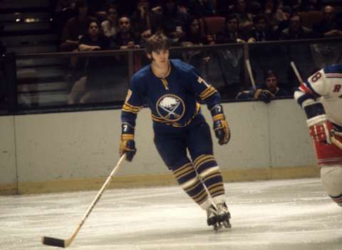 NEW YORK, NY – JANUARY 26: Rick Martin #7 of the Buffalo Sabres skates on the ice during an NHL game against the New York Rangers on January 26, 1972 at Madison Square Garden in New York, New York. (Photo by Melchior DiGiacomo/Getty Images)