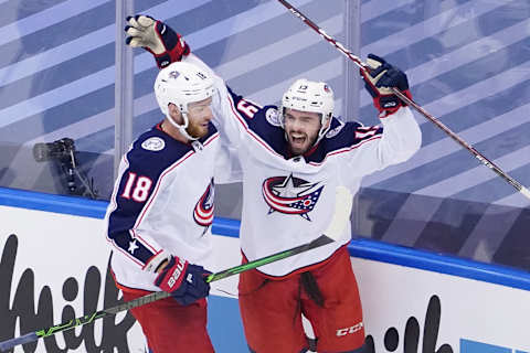 Liam Foudy #19 of the Columbus Blue Jackets. (Photo by Andre Ringuette/Freestyle Photo/Getty Images)