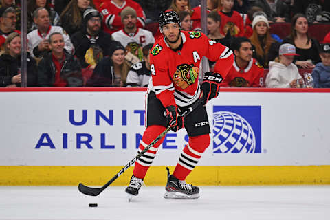 Jan 6, 2023; Chicago, Illinois, USA; Chicago Blackhawks defenseman Seth Jones (4)  Credit: Jamie Sabau-USA TODAY Sports