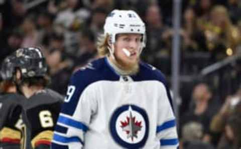 LAS VEGAS, NV – MAY 16: Patrik Laine #29 of the Winnipeg Jets skates to the bench in Game Three of the Western Conference Final against the Vegas Golden Knights during the 2018 NHL Stanley Cup Playoffs at T-Mobile Arena on May 16, 2018 in Las Vegas, Nevada. (Photo by Jeff Bottari/NHLI via Getty Images)