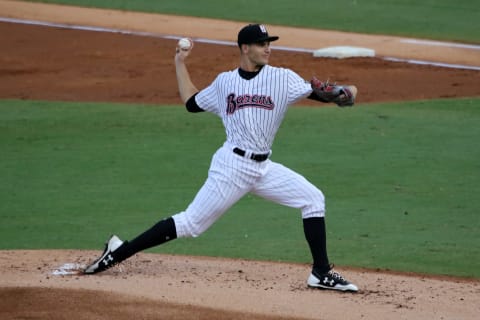 BIRMINGHAM, AL – AUGUST 04: Birmingham Barons and top Chicago White Sox pitching prospect Dylan Cease pitches against the Mobile BayBears. Mobile defeated Birmingham 1-0 at Regions Field on August, 04, 2018 in Birmingham, Alabama. (Photo by Michael Wade/Icon Sportswire via Getty Images)