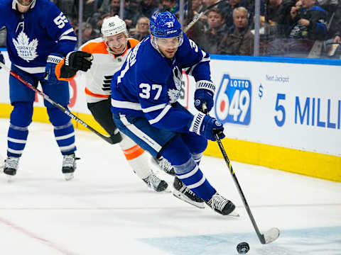 Apr 19, 2022; Toronto, Ontario, CAN; Toronto Maple Leafs defenseman Timothy Liljegren (37 . Mandatory Credit: John E. Sokolowski-USA TODAY Sports