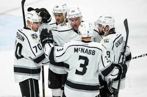 NHL Power Rankings: Los Angeles Kings forward Tanner Pearson (70) celebrates his goal with teammates during the third period against the Minnesota Wild at Xcel Energy Center. The Wild defeated the Kings 6-3. Mandatory Credit: Brace Hemmelgarn-USA TODAY Sports