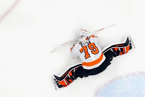 Carter Hart #79 of the Philadelphia Flyers. (Photo by Bruce Bennett/Getty Images)