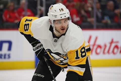 Alex Galchenyuk #18 of the Pittsburgh Penguins skates against the Detroit Red Wings. (Photo by Gregory Shamus/Getty Images)