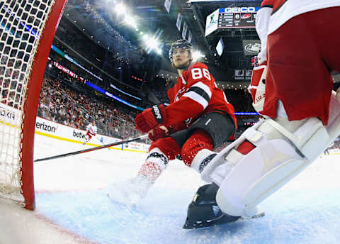 Jack Hughes #86 of the New Jersey Devils. (Photo by Bruce Bennett/Getty Images)