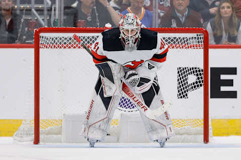 New Jersey Devils goaltender Vitek Vanecek (41): Isaiah J. Downing-USA TODAY Sports