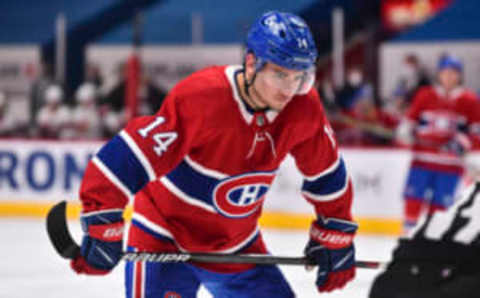 MONTREAL, QC – MARCH 02: Nick Suzuki #14 of the Montreal Canadiens remains focused against the Ottawa Senators during the second period at the Bell Centre on March 2, 2021 in Montreal, Canada. The Montreal Canadiens defeated the Ottawa Senators 3-1. (Photo by Minas Panagiotakis/Getty Images)