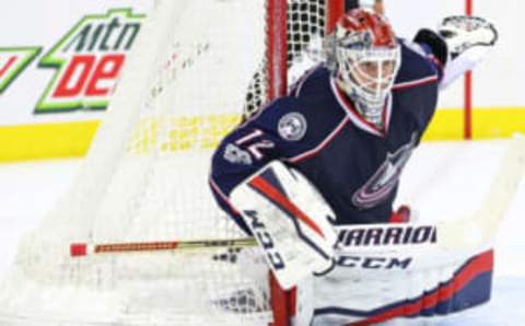 Mar 7, 2017; Columbus, OH, USA; Columbus Blue Jackets goalie Sergei Bobrovsky (72) against the New Jersey Devils at Nationwide Arena. The Blue Jackets won 2-0. Mandatory Credit: Aaron Doster-USA TODAY Sports