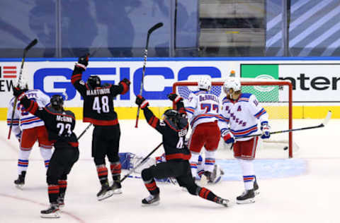 Jordan Martinook #48 of the Carolina Hurricanes  (Photo by Andre Ringuette/Freestyle Photo/Getty Images)