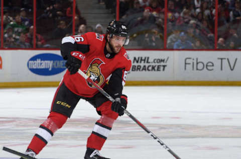 OTTAWA, ON – APRIL 01: Christian Wolanin #86 of the Ottawa Senators skates with the puck against the Tampa Bay Lightning at Canadian Tire Centre on April 1, 2019 in Ottawa, Ontario, Canada. (Photo by Andrea Cardin/NHLI via Getty Images)