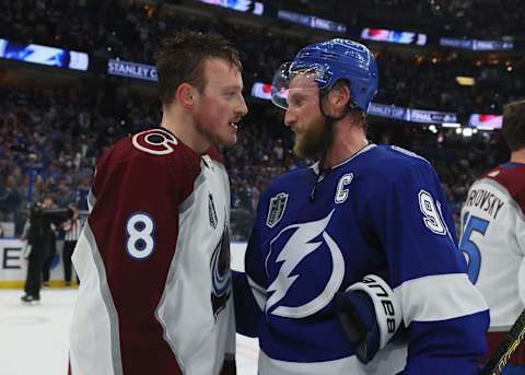 Colorado Avalanche, Cale Makar #8, Tampa Bay Lightning, Steven Stamkos #91 (Photo by Bruce Bennett/Getty Images)