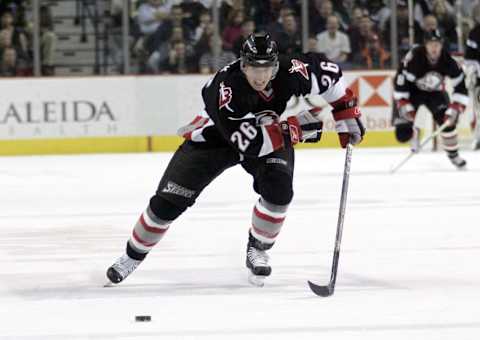 Buffalo Sabres’ Thomas Vanek during a game versus the Dallas Stars at the HSBC Arena in Buffalo, NY, December 14, 20005. Buffalo defeated Dallas 4 – 3. (Photo by Jerome Davis/NHLImages)