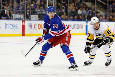 NEW YORK, NY – MARCH 18: Kaapo Kakko #24 of the New York Rangers during the game against the Pittsburgh Penguins on March 18, 2023 at Madison Square Garden in New York, New York. (Photo by Rich Graessle/Getty Images)