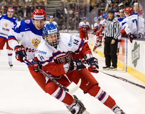 Forward Pavel Zacha #14 of Czech Republic. (Photo by Dennis Pajot/Getty Images)