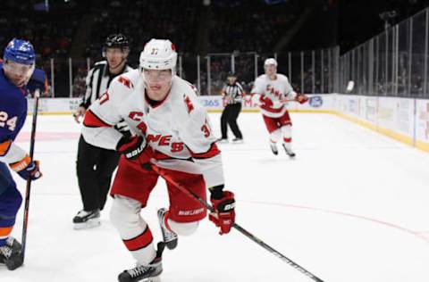 Andrei Svechnikov #37 of the Carolina Hurricanes. (Photo by Bruce Bennett/Getty Images)