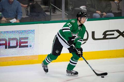 Dec 8, 2016; Dallas, TX, USA; Dallas Stars defenseman Esa Lindell (23) skates against the Nashville Predators during the game at the American Airlines Center. The Stars defeat the Predators 5-2. Mandatory Credit: Jerome Miron-USA TODAY Sports