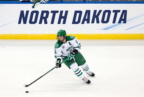 Troy Stecher of North Dakota Fighting Hawks. (Photo by Richard T Gagnon/Getty Images)