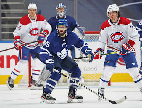 TORONTO, ON – MAY 31: Alexander Kerfoot #15 of the Toronto Maple Leafs  . (Photo by Claus Andersen/Getty Images)